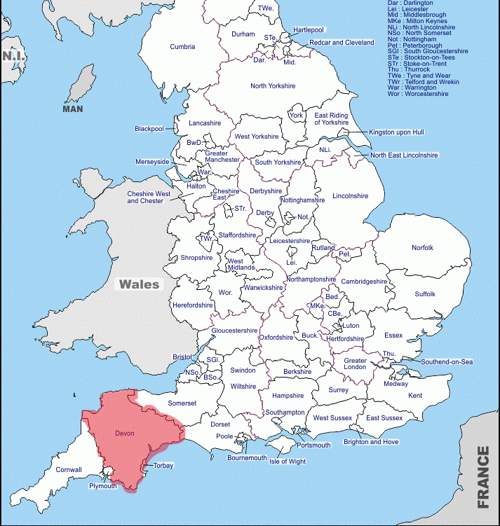 UK Map Devon 英國升學專家 HKIES 海升國際教育服務中心